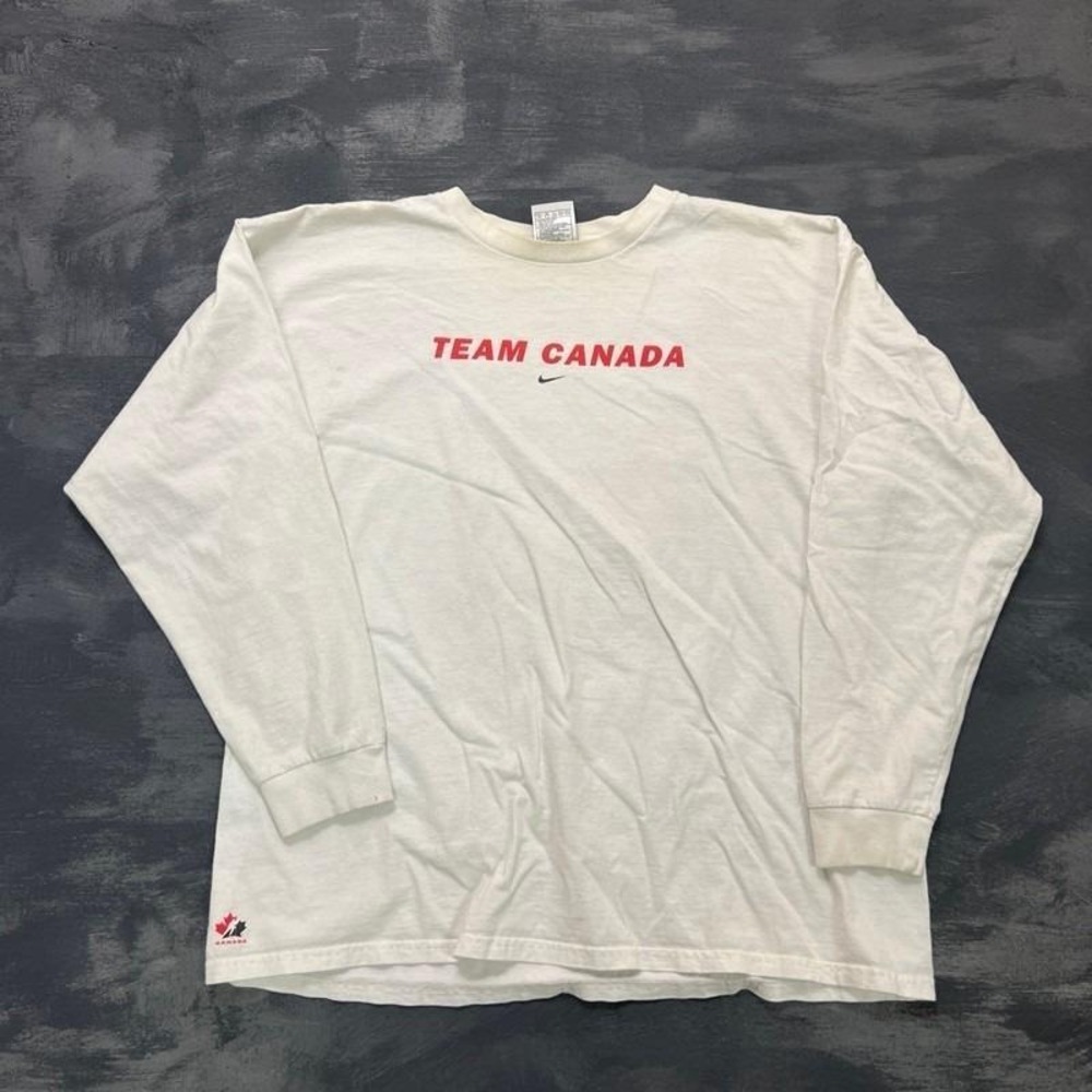 Vintage Nike Team Canada Hockey Shirt Mens XL White 2000s Y2K Long Sleeve